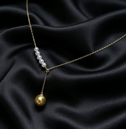 VARI Maris white and golden freshwater pearl drop necklace
