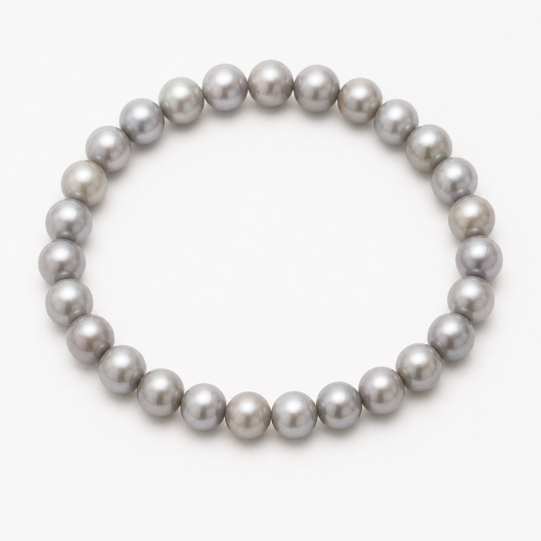 Mist 7-8mm gray freshwater pearl stretch bracelet