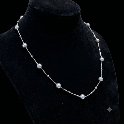 VARI Nocturne gray freshwater pearl station necklace