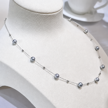 VARI Nocturne gray freshwater pearl station necklace original product view