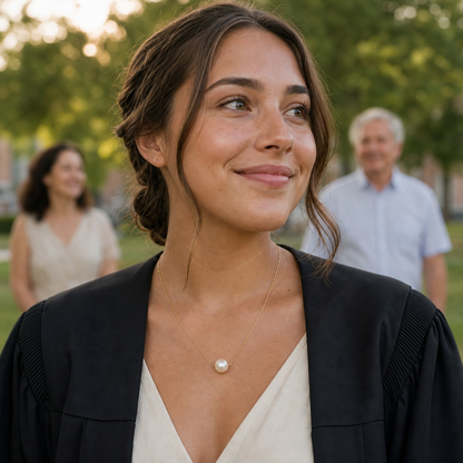 VARI One & Only Freshwater Pearl Pendant at a graduation celebration