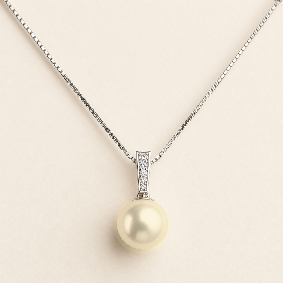 One & Only Ivory Japanese Akoya pearl cubic zirconia pendant necklace