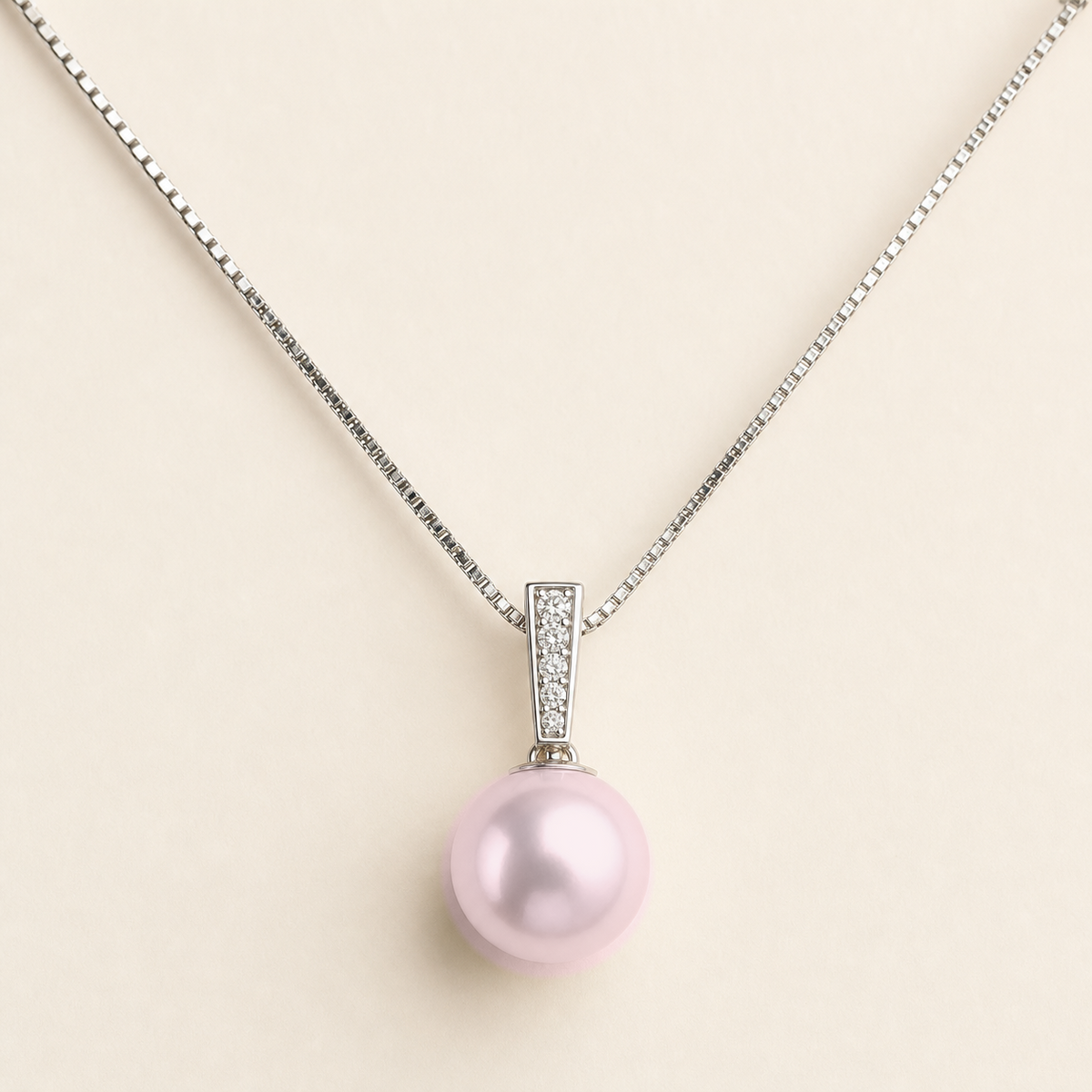 One & Only Rose Japanese Akoya pearl cubic zirconia pendant necklace