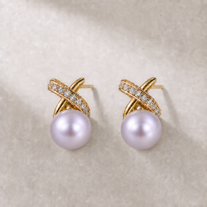 Ophelia Knot 10-11mm lavender freshwater pearl earrings