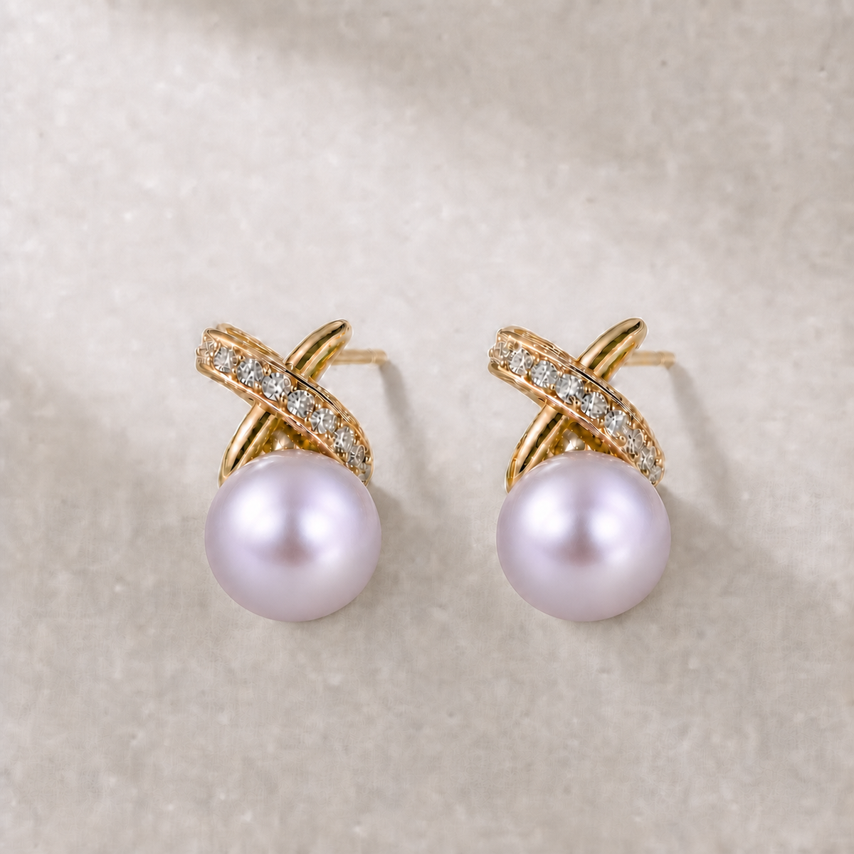 Ophelia Knot 11-12mm lavender freshwater pearl earrings