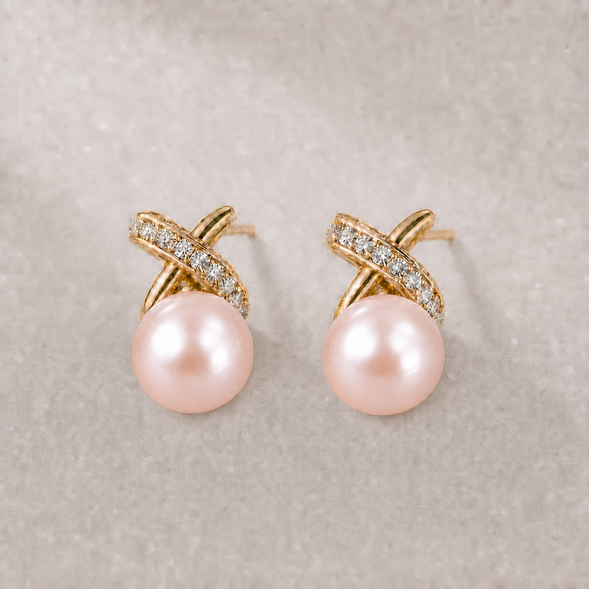 Ophelia Knot 11-12mm pink freshwater pearl earrings