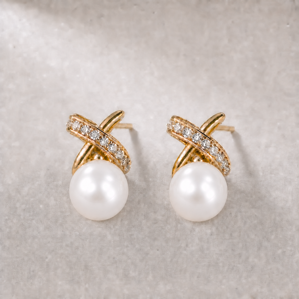 Ophelia Knot 11-12mm white freshwater pearl earrings