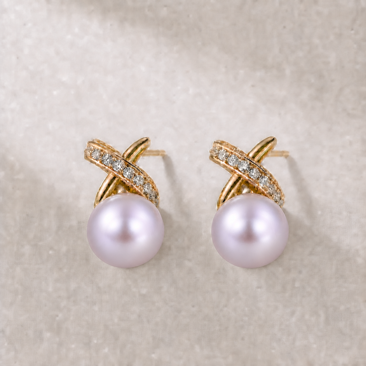 Ophelia Knot 12-13mm lavender freshwater pearl earrings
