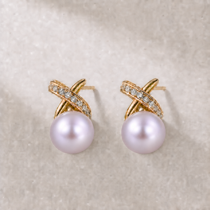 Ophelia Knot 12-13mm lavender freshwater pearl earrings
