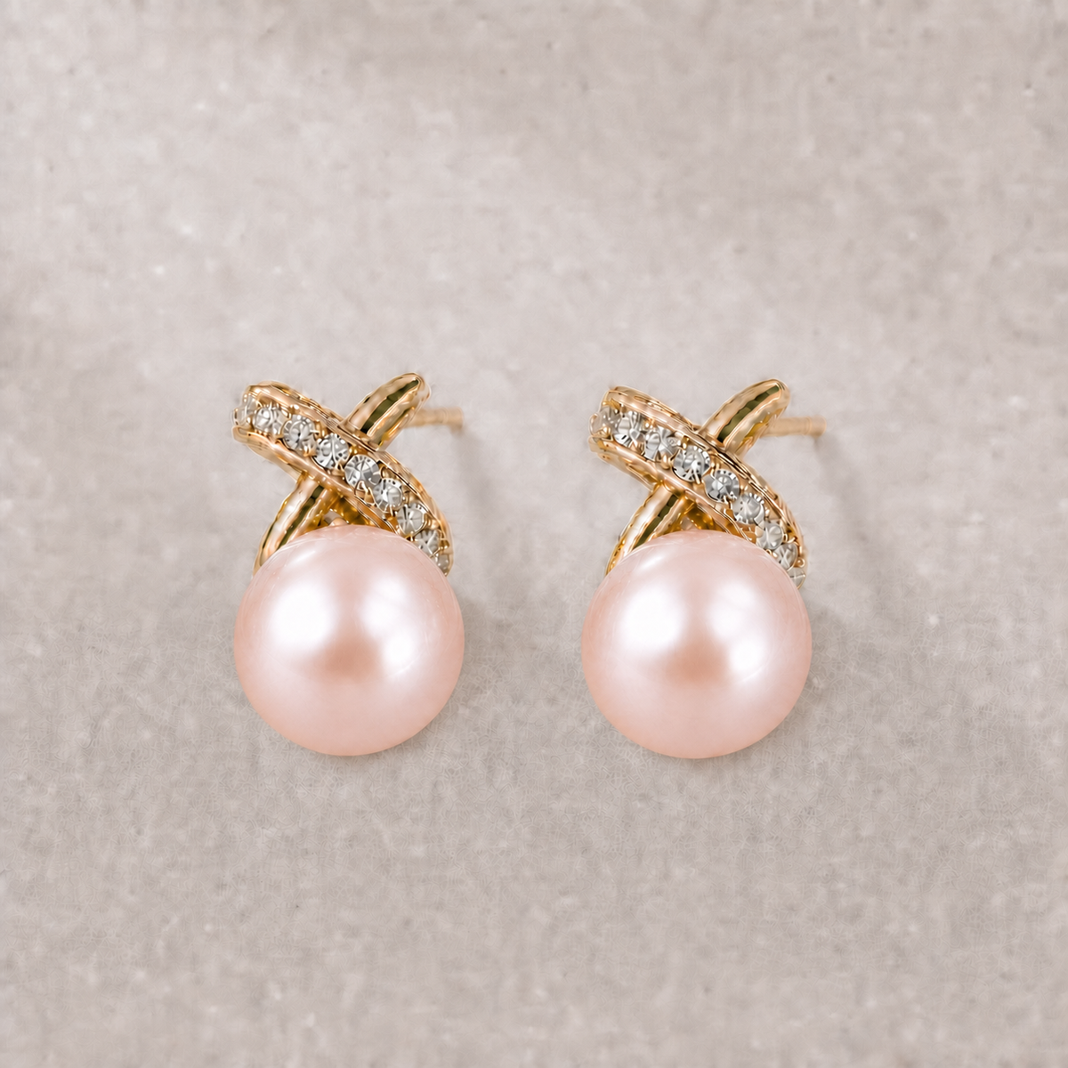 Ophelia Knot 12-13mm pink freshwater pearl earrings