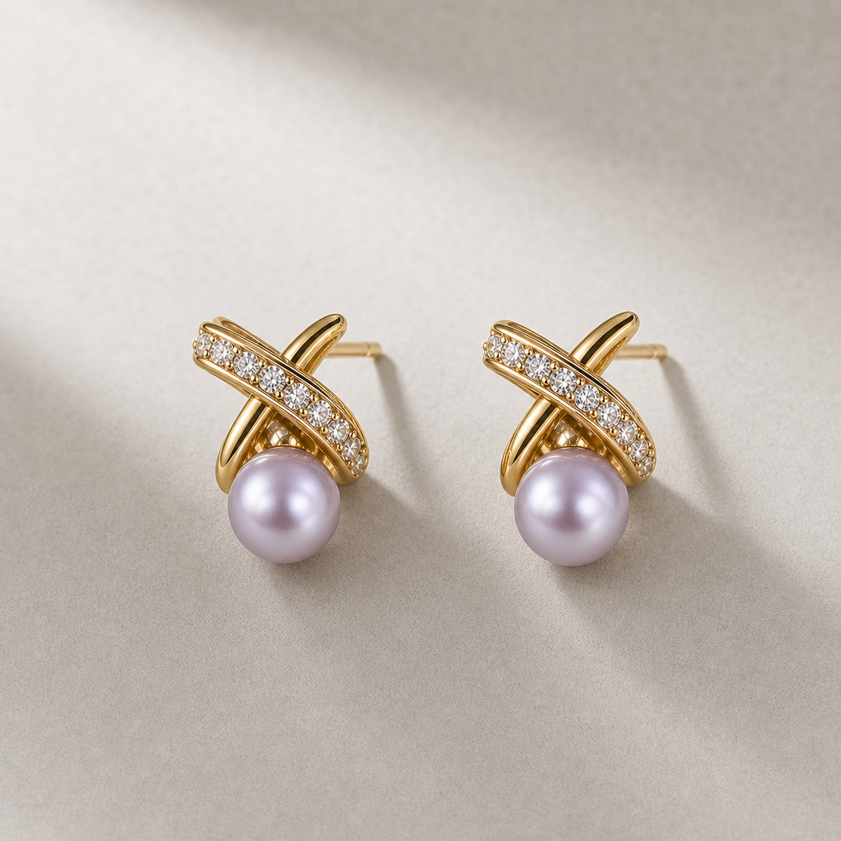 Ophelia Knot 5-6mm lavender freshwater pearl earrings