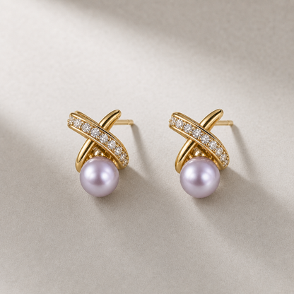 Ophelia Knot 5-6mm lavender freshwater pearl earrings
