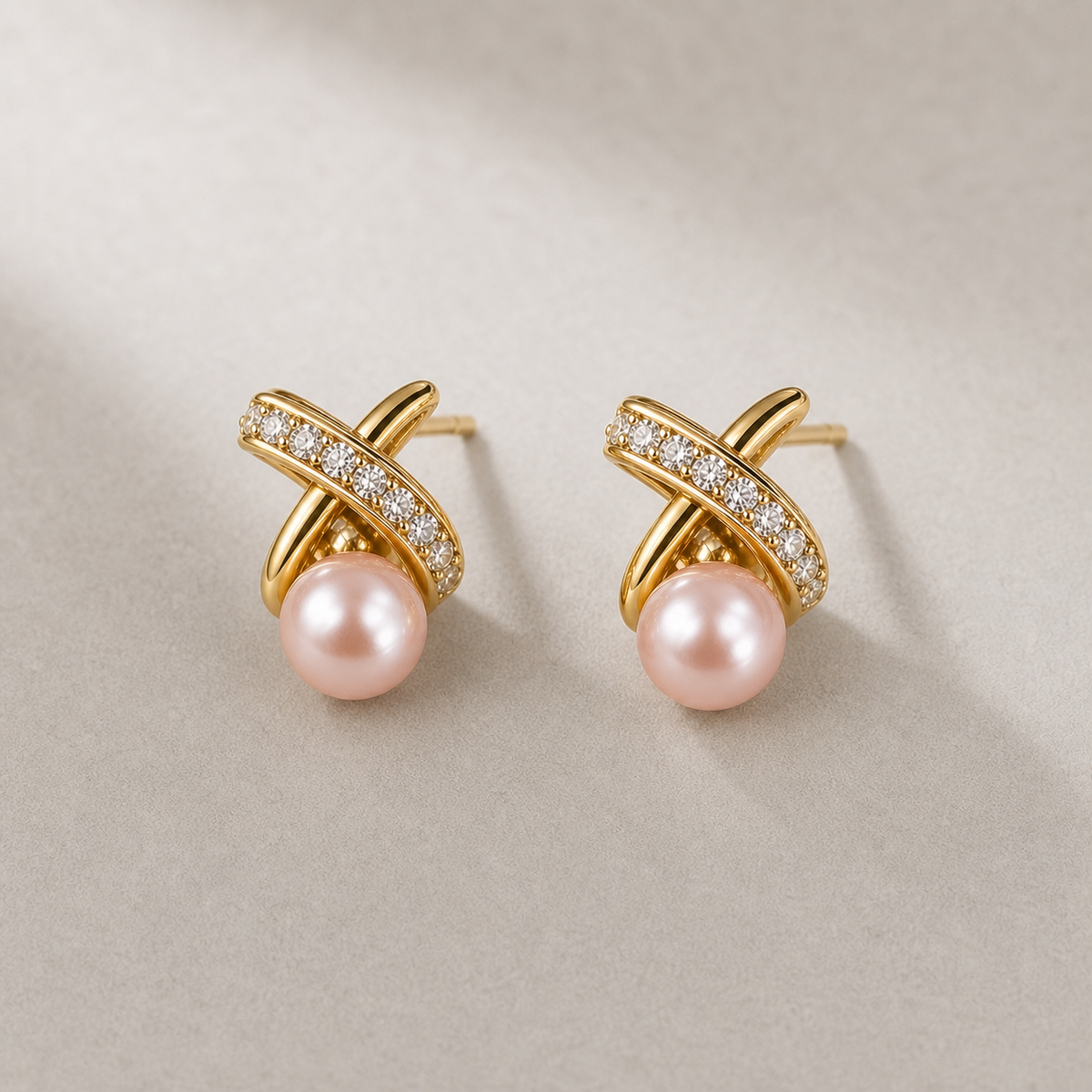 Ophelia Knot 5-6mm pink freshwater pearl earrings