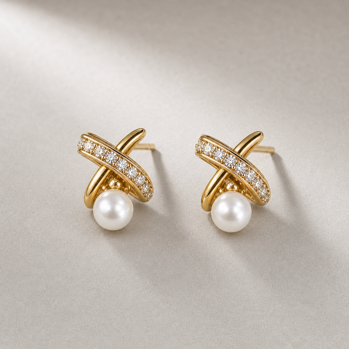 Ophelia Knot 5-6mm white freshwater pearl earrings