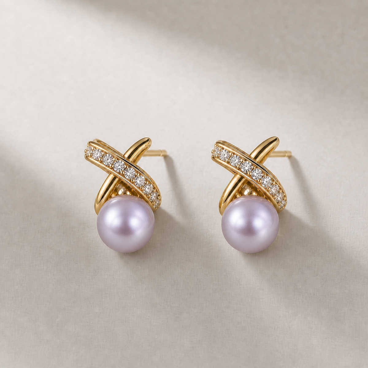 Ophelia Knot 6-7mm lavender freshwater pearl earrings