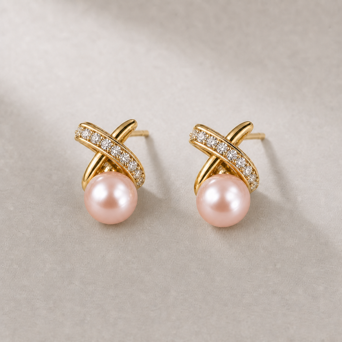 Ophelia Knot 6-7mm pink freshwater pearl earrings