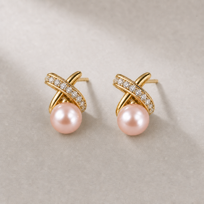Ophelia Knot 6-7mm pink freshwater pearl earrings