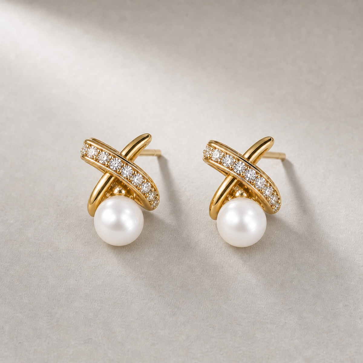 Ophelia Knot 6-7mm white freshwater pearl earrings