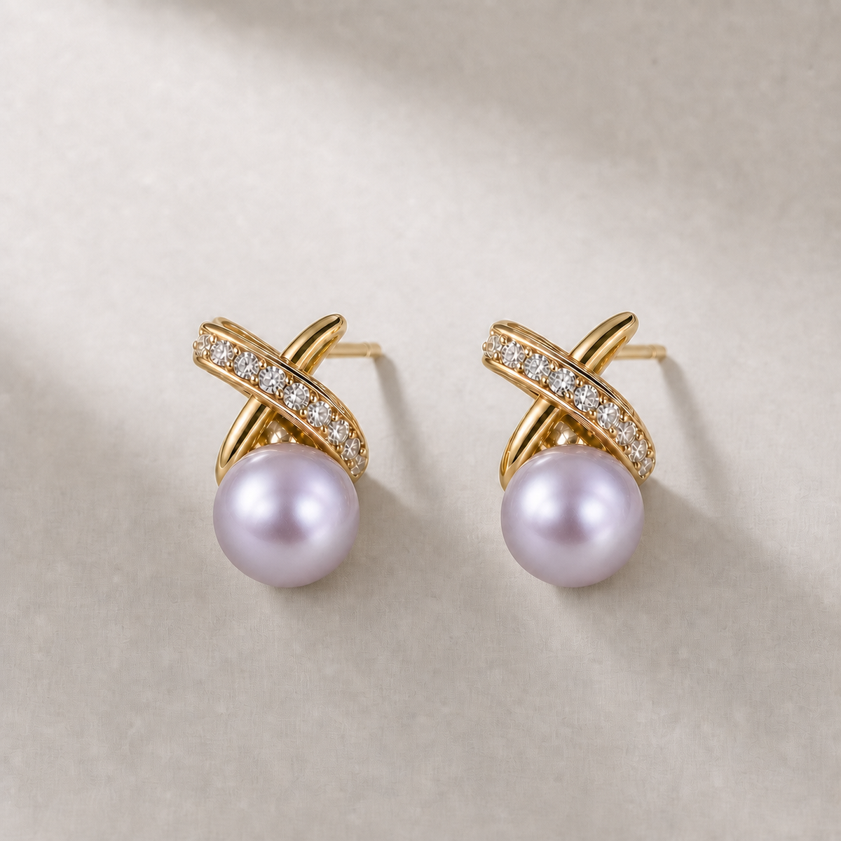 Ophelia Knot 7-8mm lavender freshwater pearl earrings