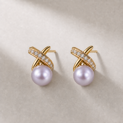 Ophelia Knot 7-8mm lavender freshwater pearl earrings