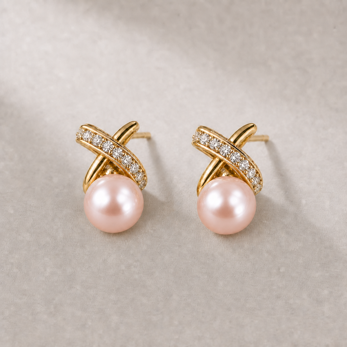 Ophelia Knot 7-8mm pink freshwater pearl earrings