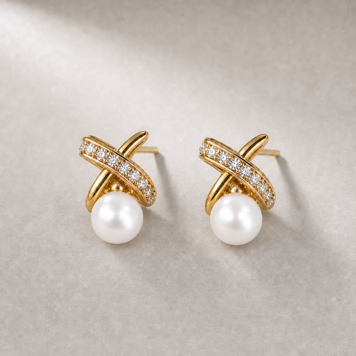 Ophelia Knot 7-8mm white freshwater pearl earrings