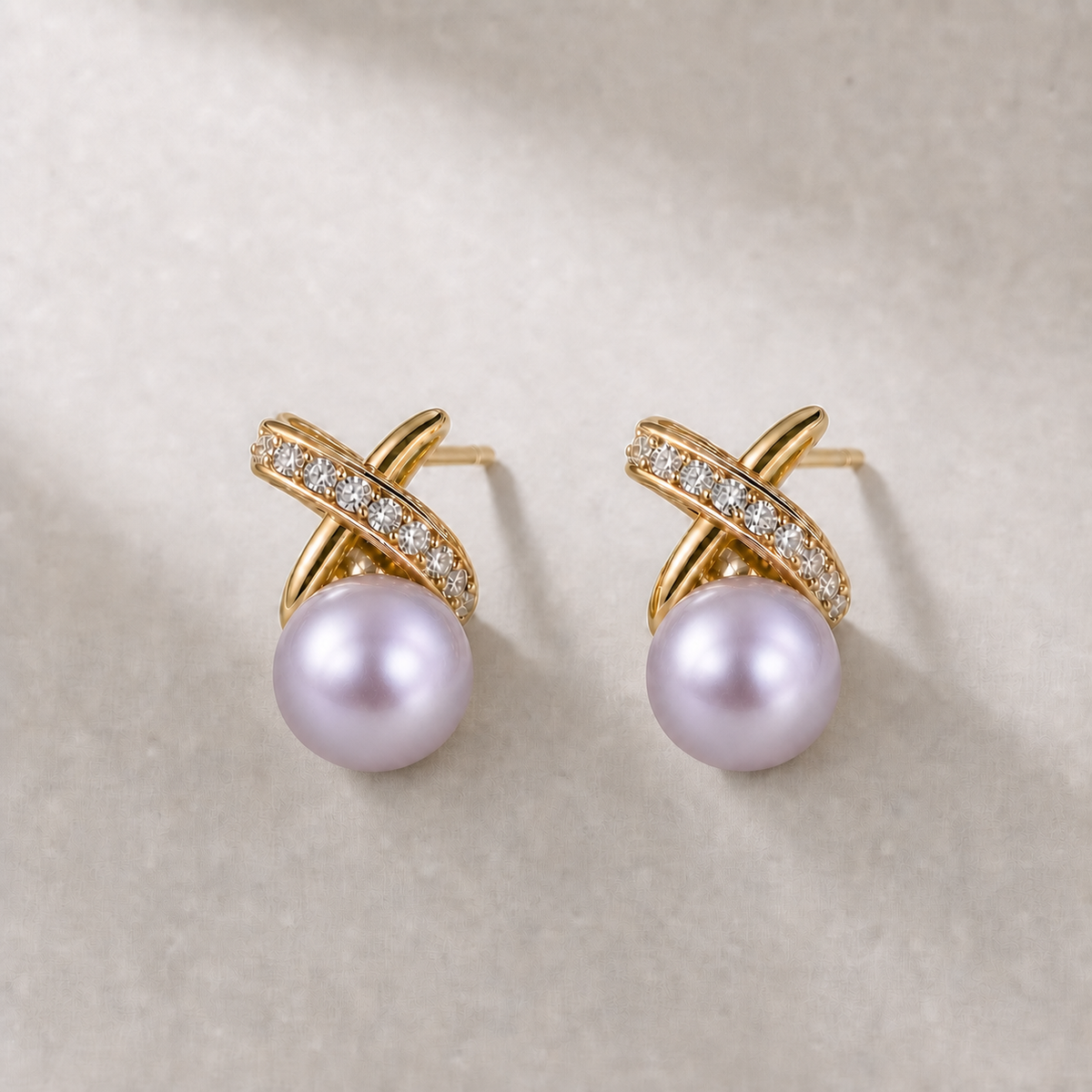 Ophelia Knot 8-9mm lavender freshwater pearl earrings