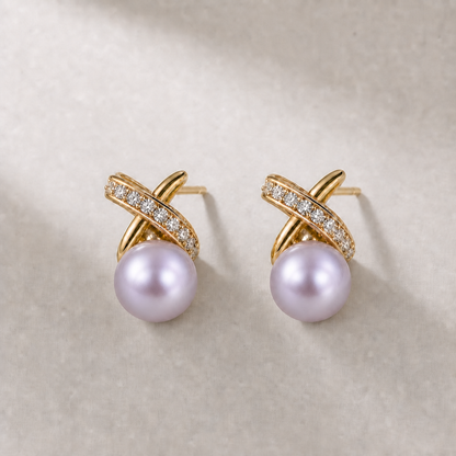 Ophelia Knot 8-9mm lavender freshwater pearl earrings