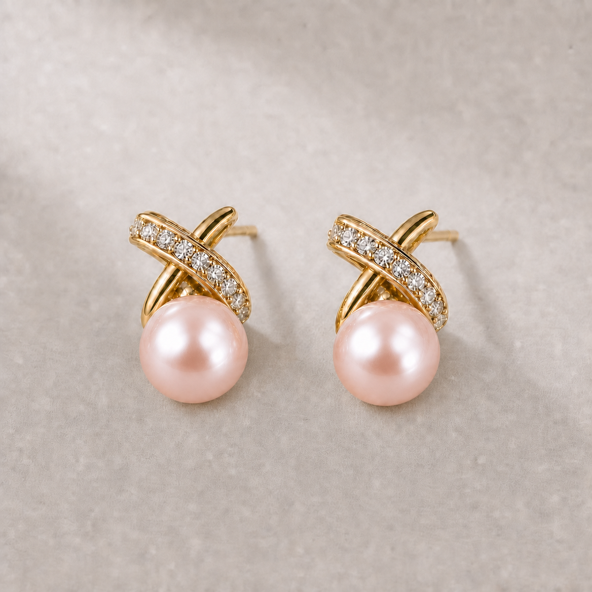 Ophelia Knot 8-9mm pink freshwater pearl earrings