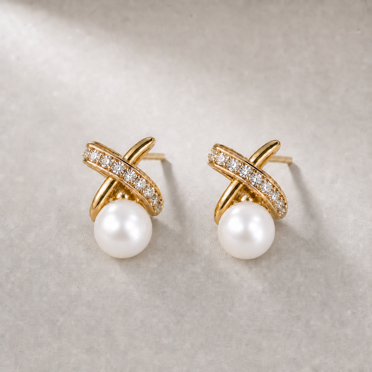 Ophelia Knot 8-9mm white freshwater pearl earrings