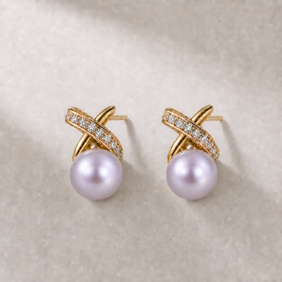 Ophelia Knot 9-10mm lavender freshwater pearl earrings