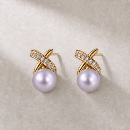 Ophelia Knot 9-10mm lavender freshwater pearl earrings