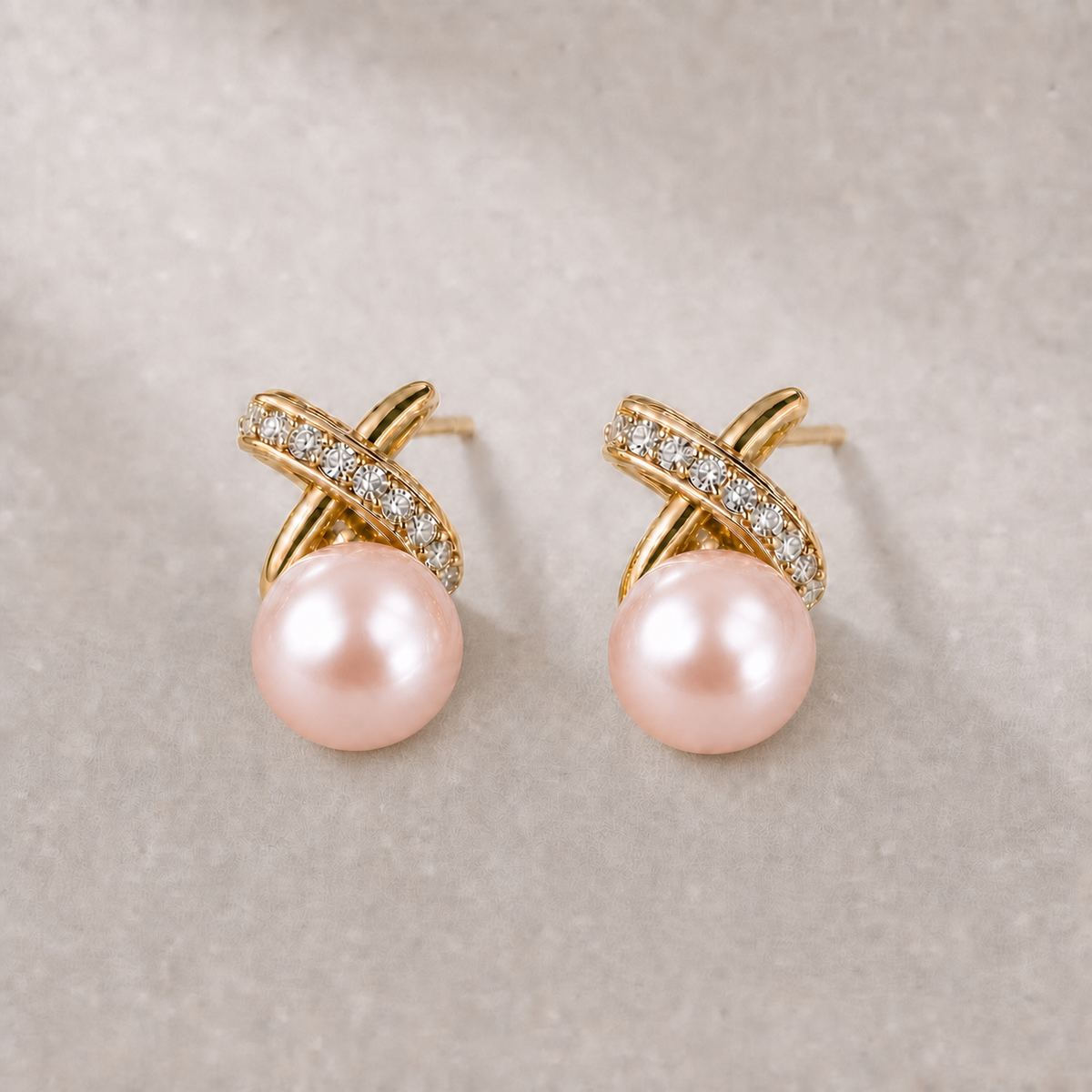 Ophelia Knot 9-10mm pink freshwater pearl earrings