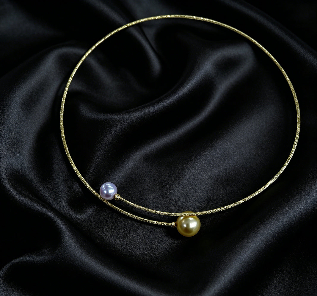 Oriana two tone pearl collar necklace