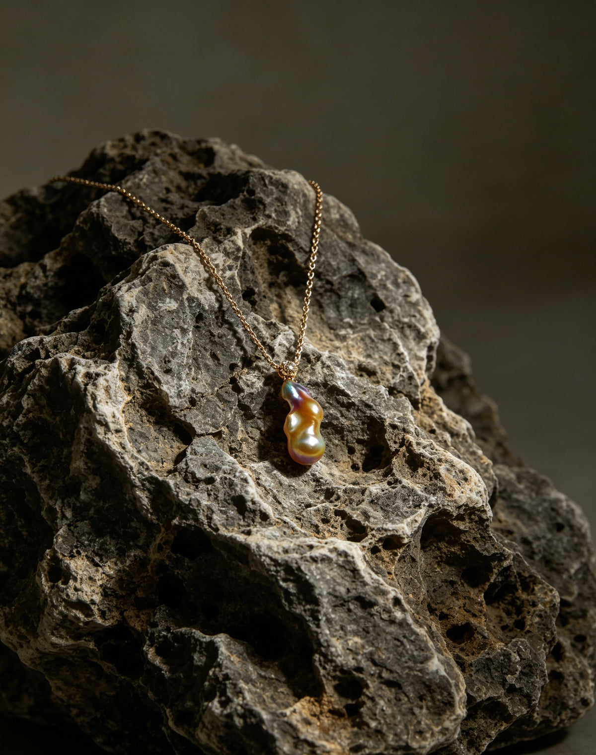 Prism iridescent baroque pearl pendant