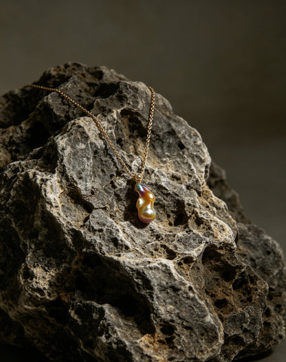 Prism iridescent baroque pearl pendant