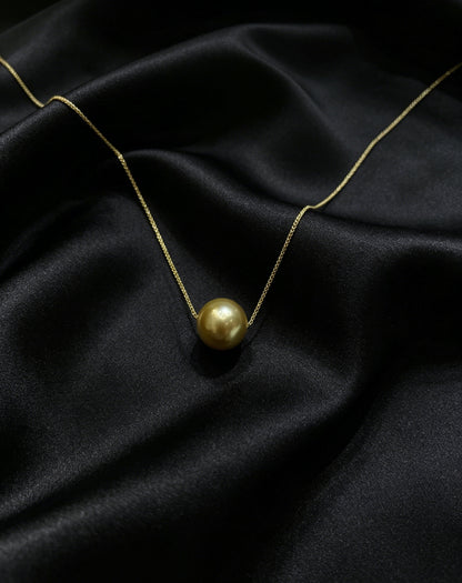 Soleil golden pearl slider pendant