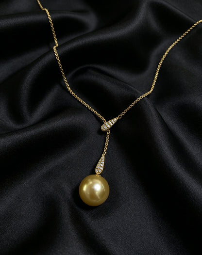 Aurea golden pearl lariat pendant