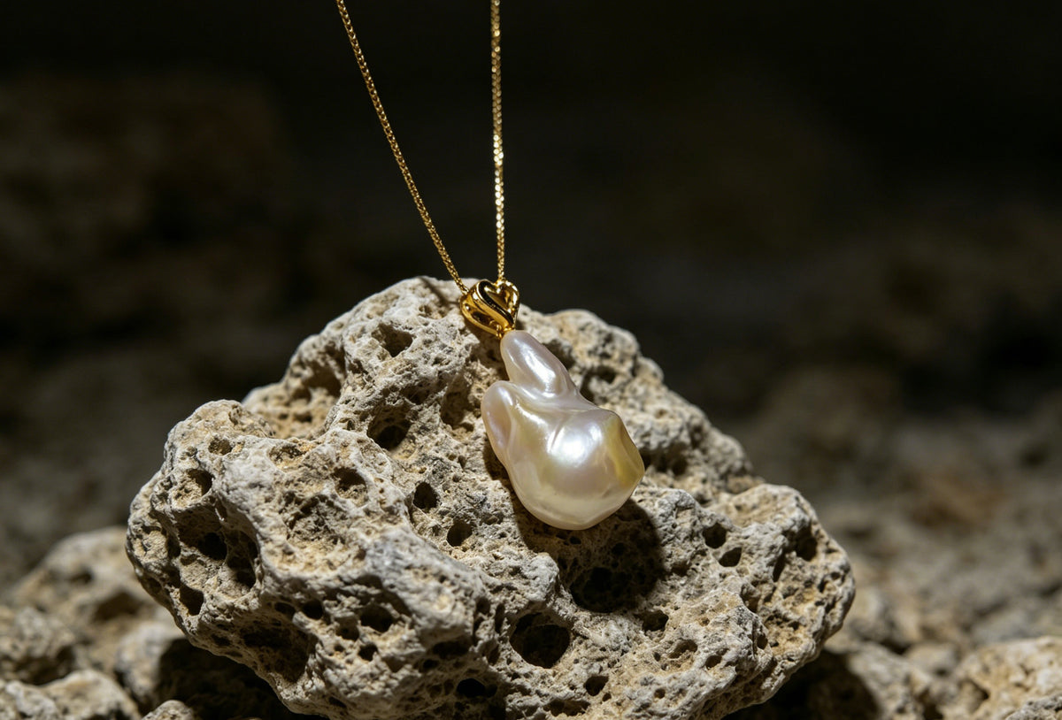Mistral white baroque pearl pendant