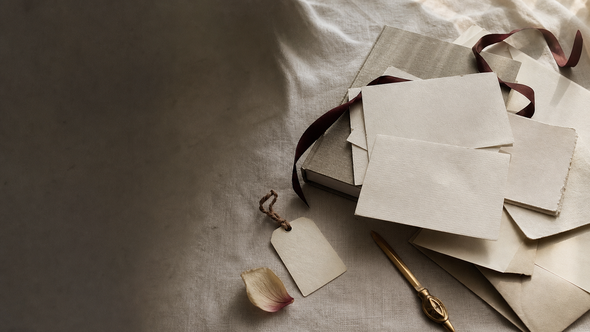 VARI client stories archive with blank correspondence and clothbound album