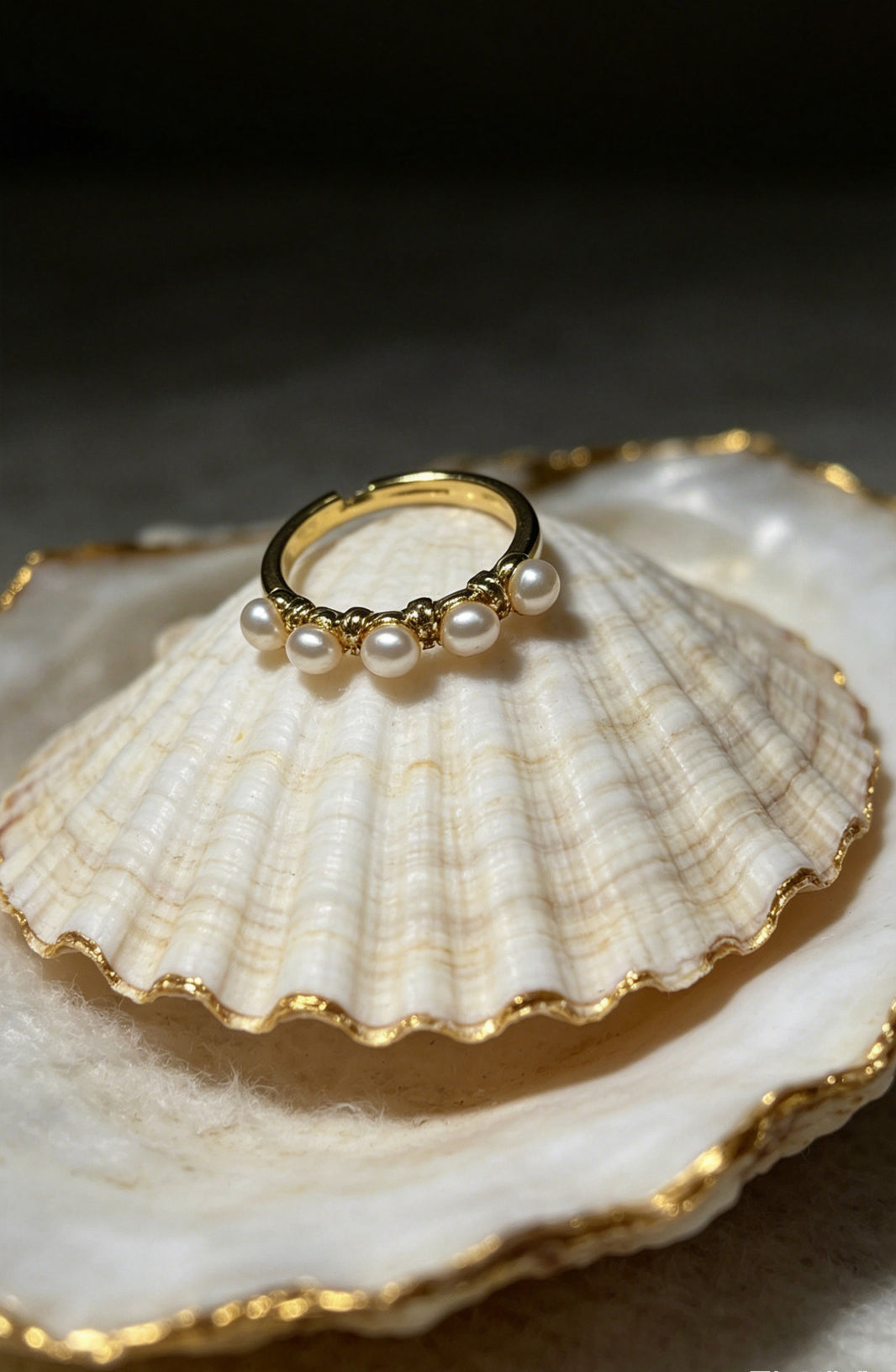 Cascade five white freshwater pearl ring