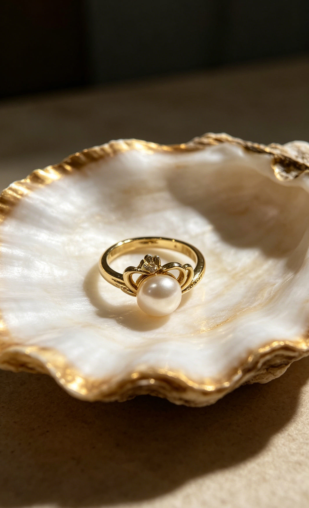 Coronet white freshwater pearl ribbon ring
