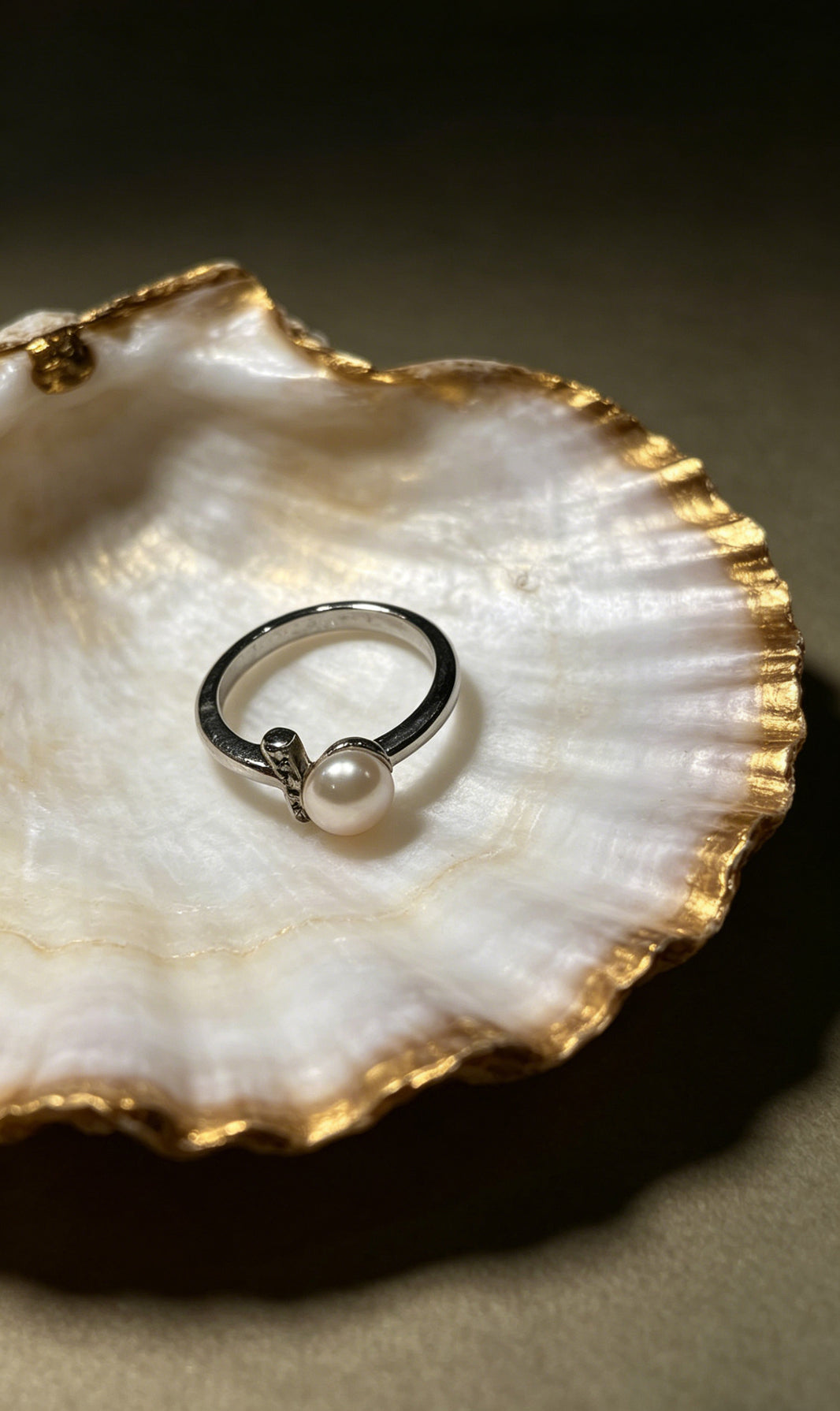 Minuet white freshwater pearl loop ring