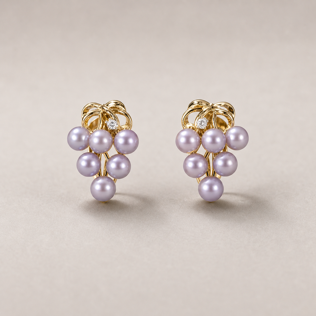 Roselle Cluster 5-6mm lavender freshwater pearl earrings