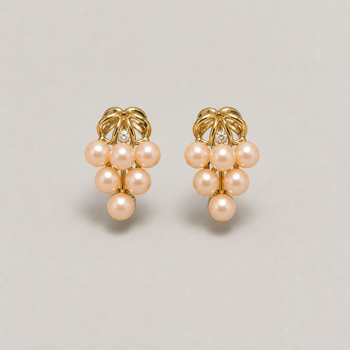 Roselle Cluster 5-6mm peach freshwater pearl earrings