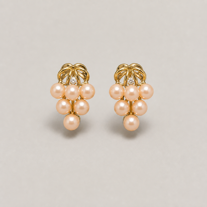 Roselle Cluster 5-6mm peach freshwater pearl earrings