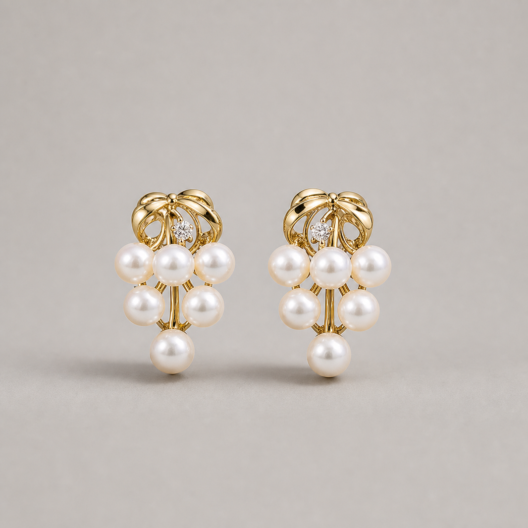 Roselle Cluster 5-6mm white freshwater pearl earrings