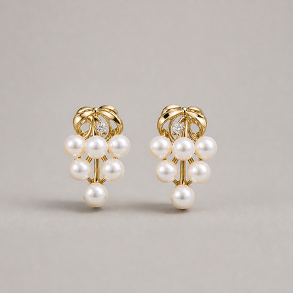 Roselle Cluster 5-6mm white freshwater pearl earrings