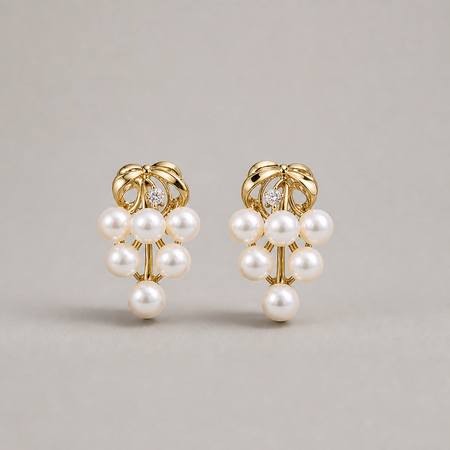 Roselle Cluster 5-6mm white freshwater pearl earrings