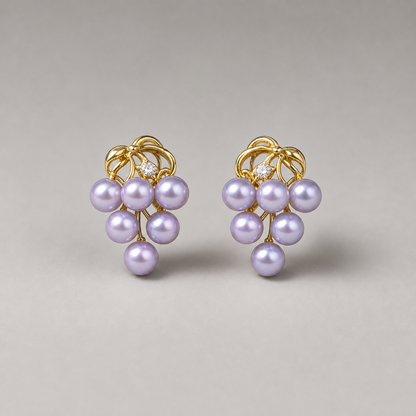 Roselle Cluster 6-7mm lavender freshwater pearl earrings